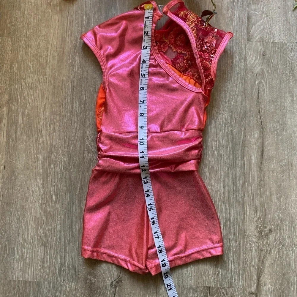 Curtain Call Little Girl Pink Sequin High Neck Short Dance Costume Size XS
